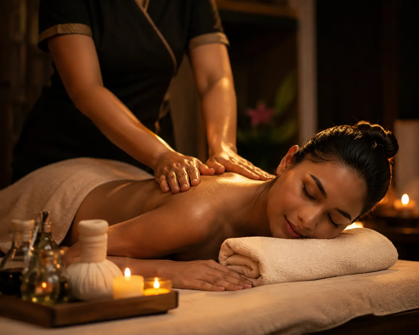 Experienced spa therapist from Northeast performing holistic treatment
